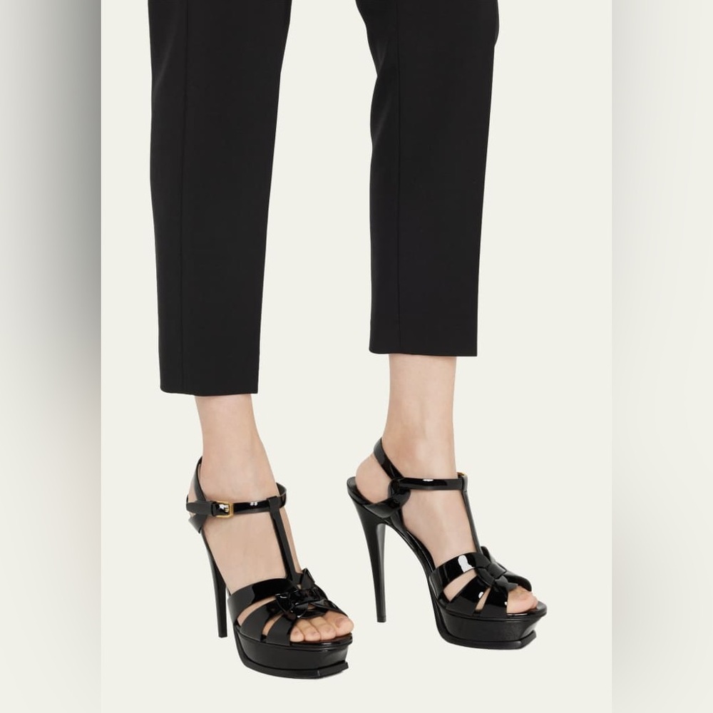 Yves Saint Laurent Glossy Black Platform Heels - Picture 4 of 13